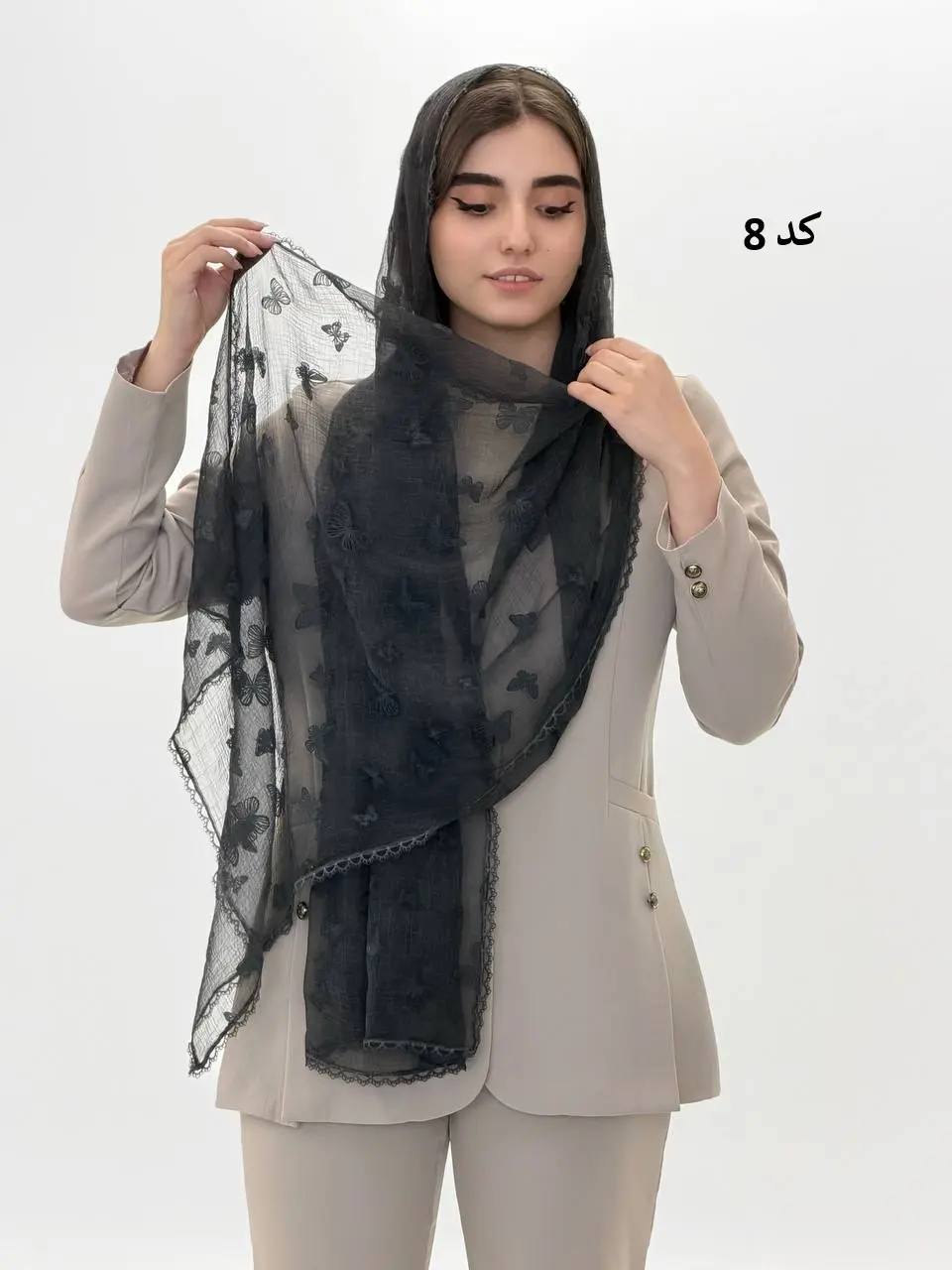 6874-شال حریر پروانه